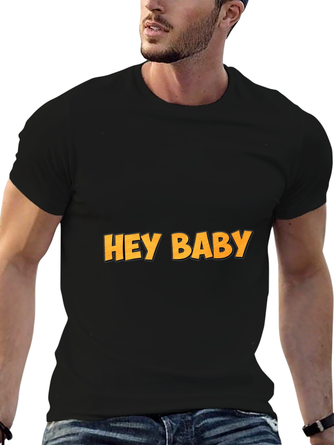 Camiseta Negra Hey Baby Casual