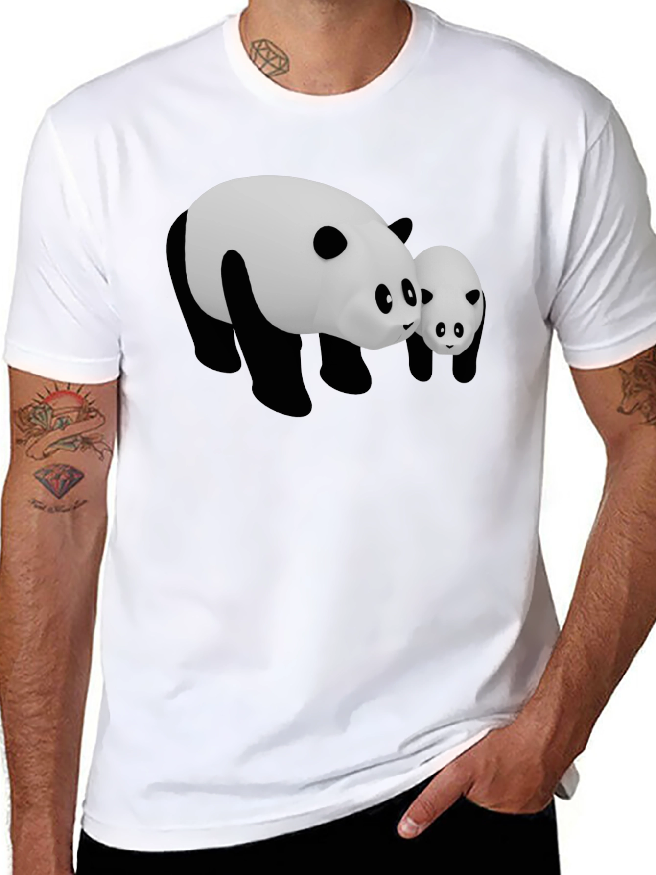 Camiseta Negra con Diseño Panda Adorable
