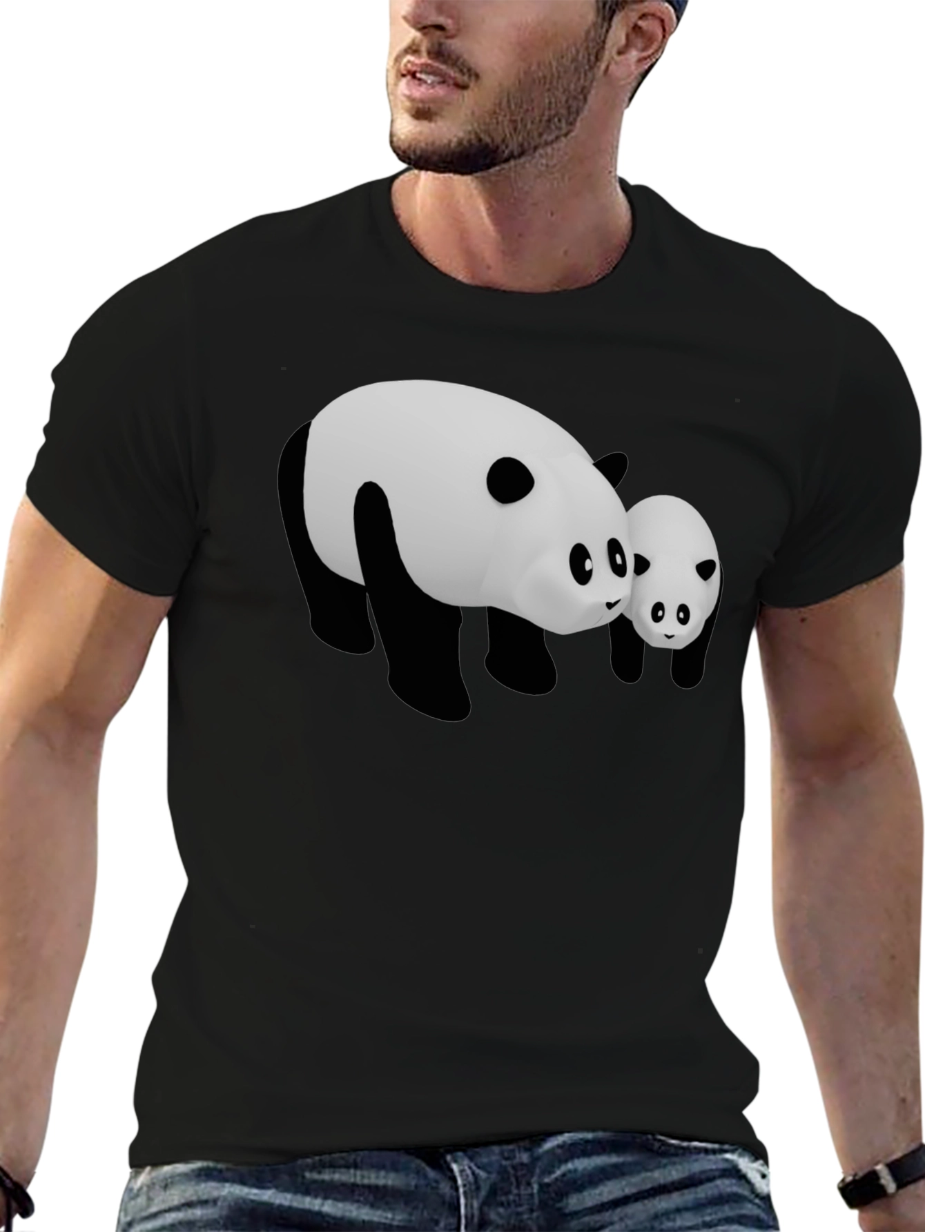 Camiseta Negra con Diseño Panda Adorable
