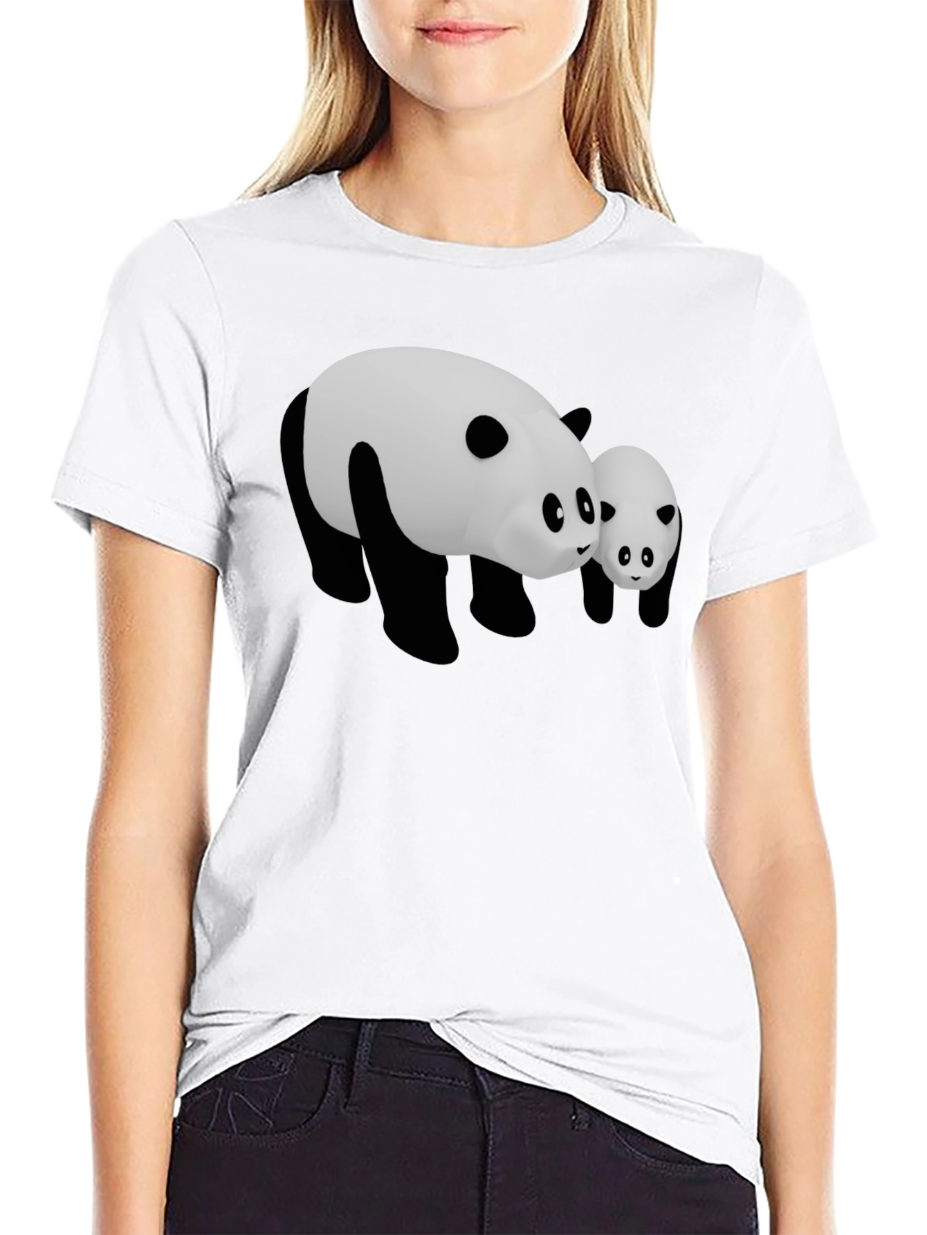 Camiseta Negra con Diseño Panda Adorable