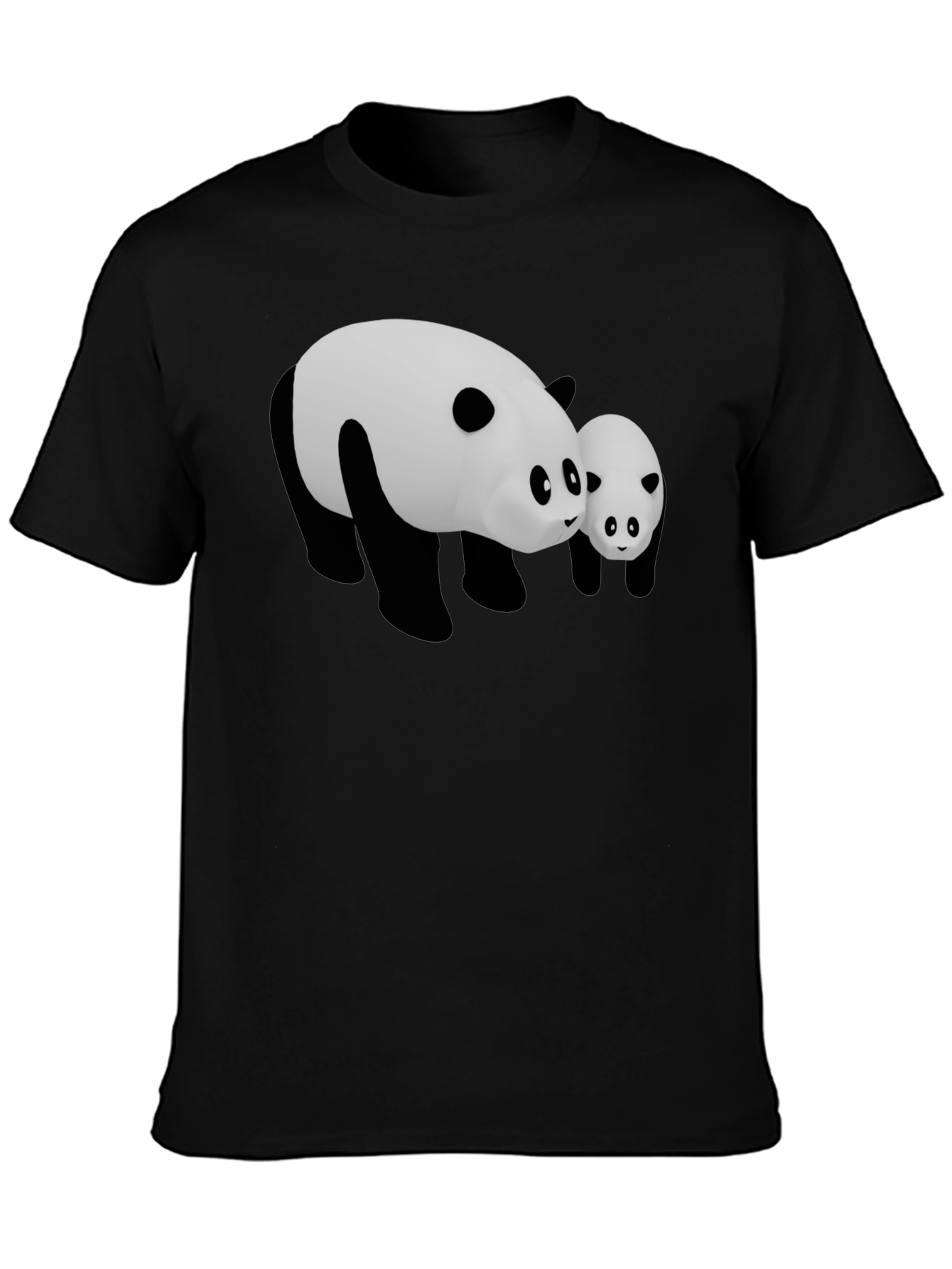 Camiseta Negra con Diseño Panda Adorable