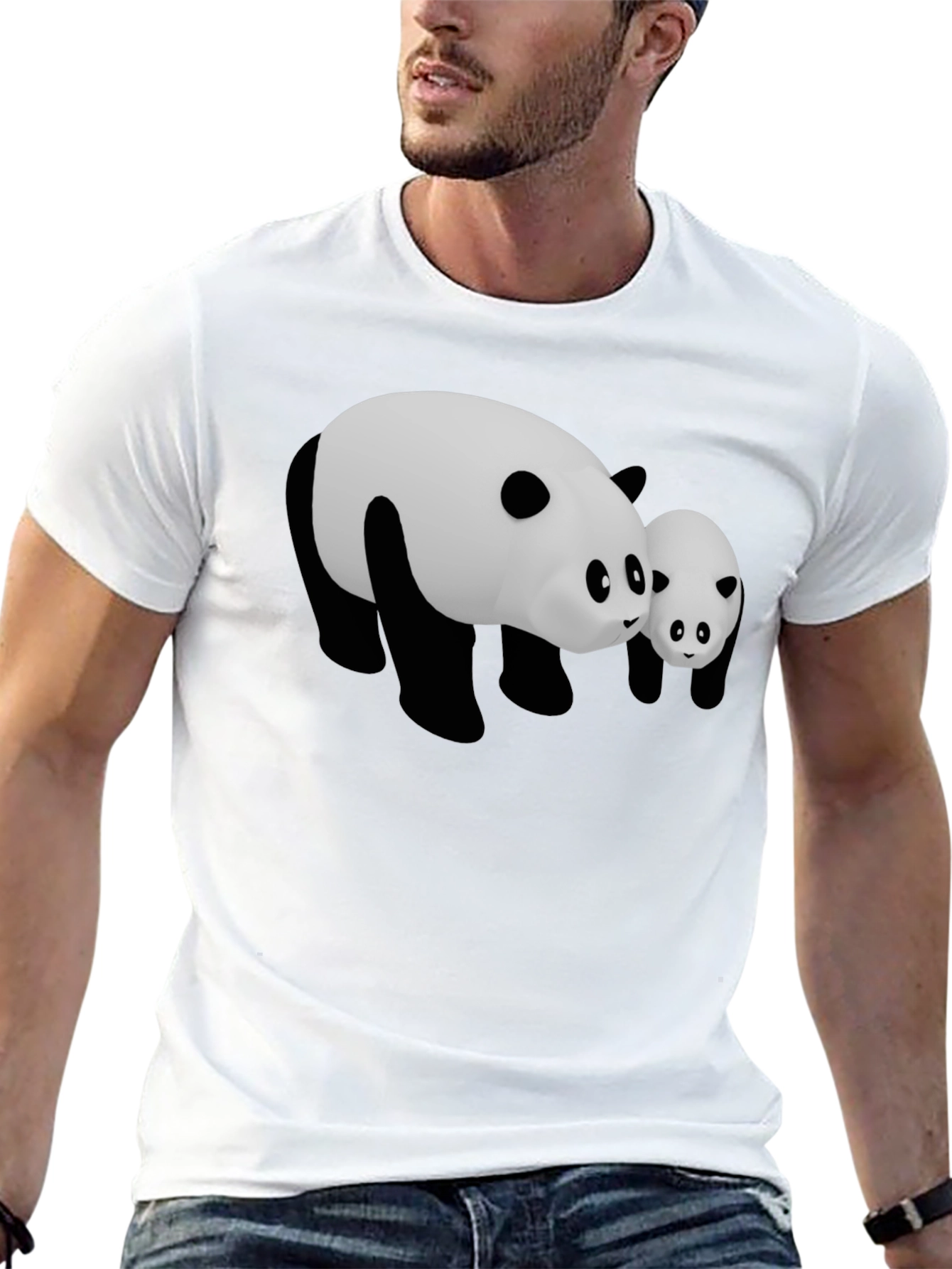 Camiseta Negra con Diseño Panda Adorable