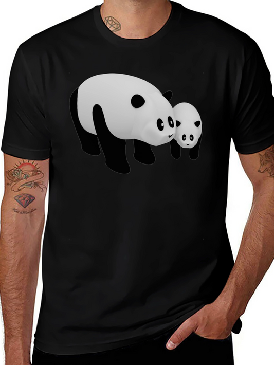 Camiseta Negra con Diseño Panda Adorable
