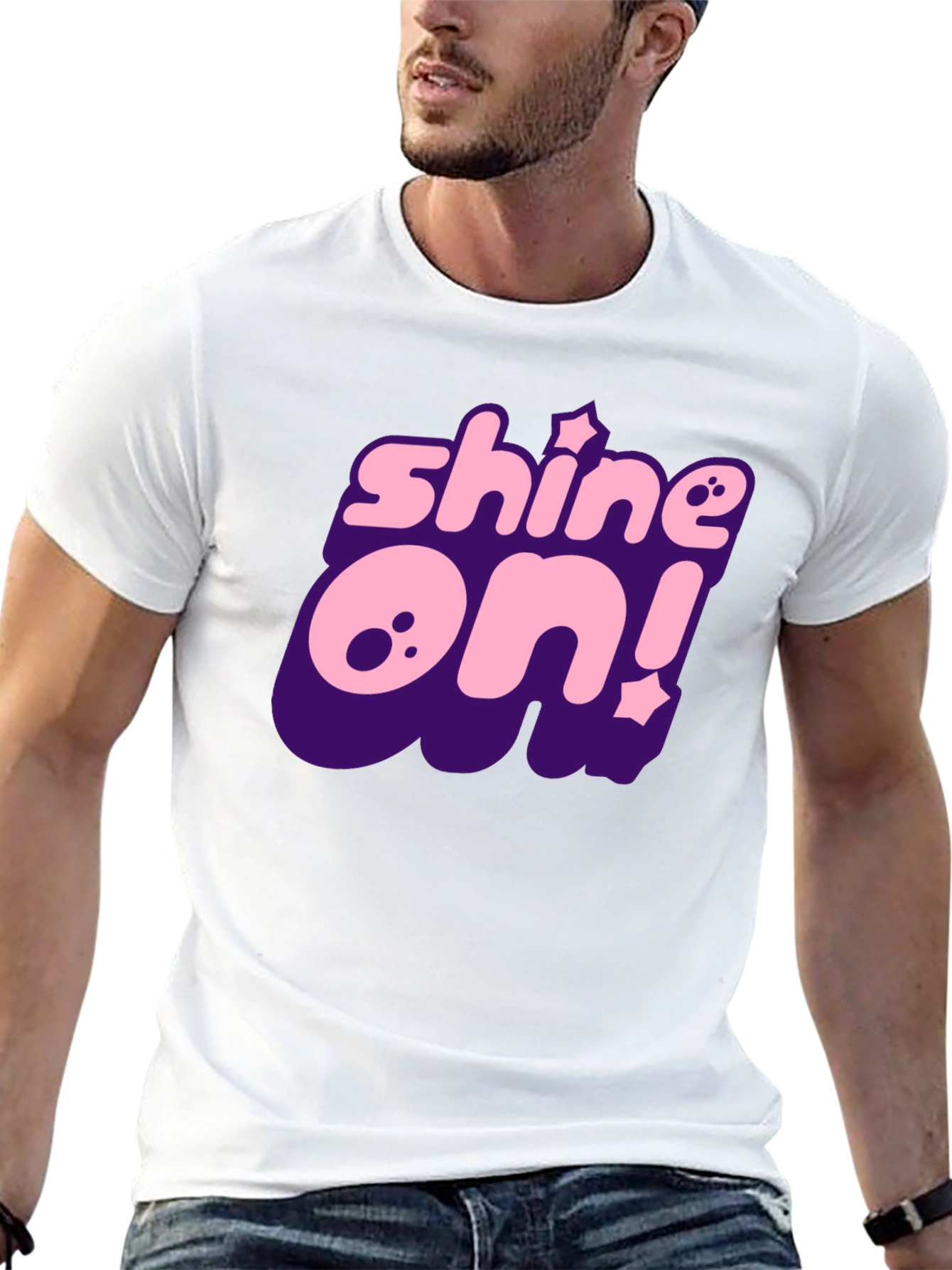 Camiseta Negra Shine On! con Estilo Gráfico Único