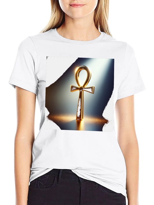 Camiseta Negra con Anj Egipcio Dorado