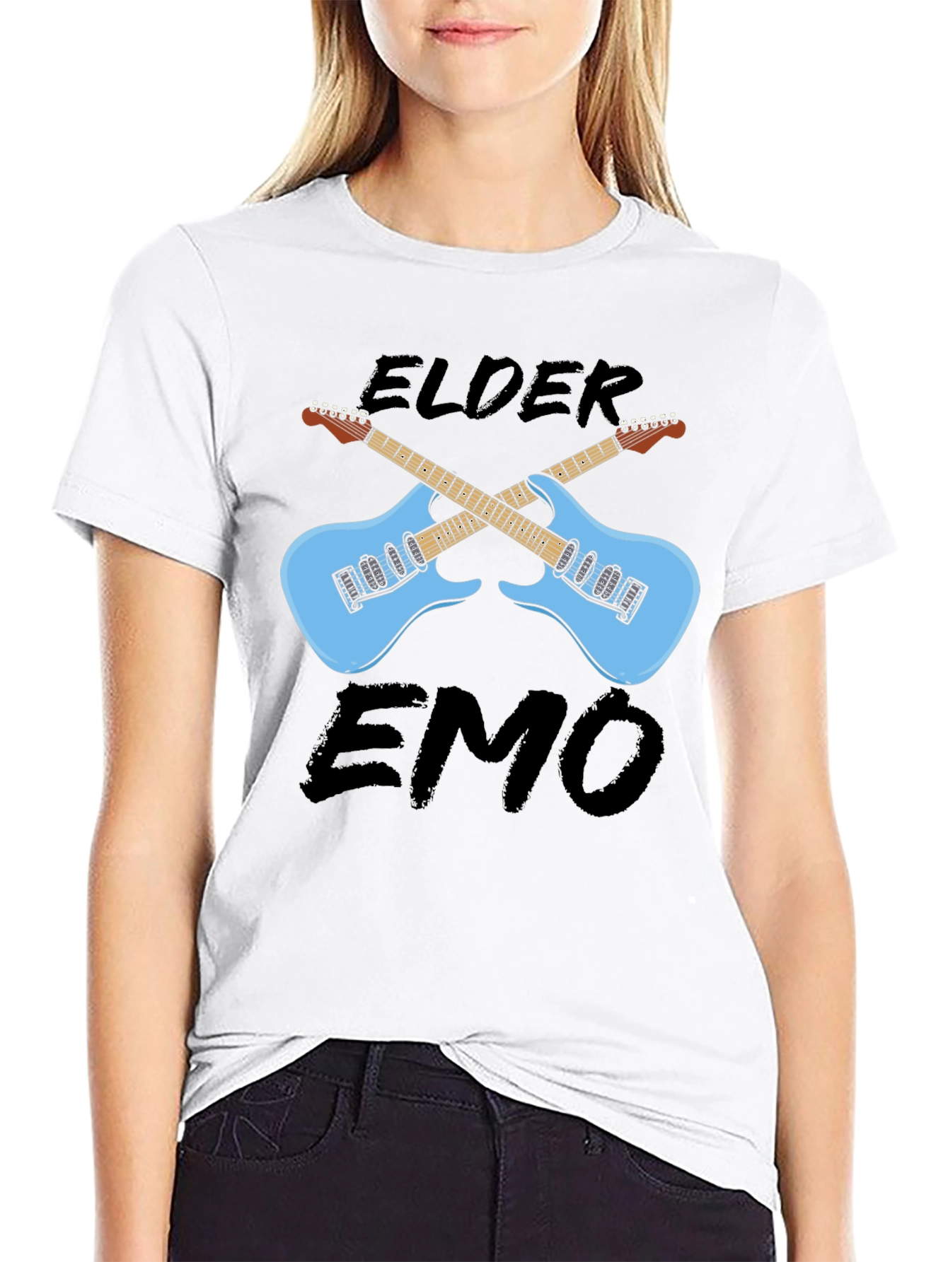 Camiseta Negra Elder Emo con Guitarras Cruzadas
