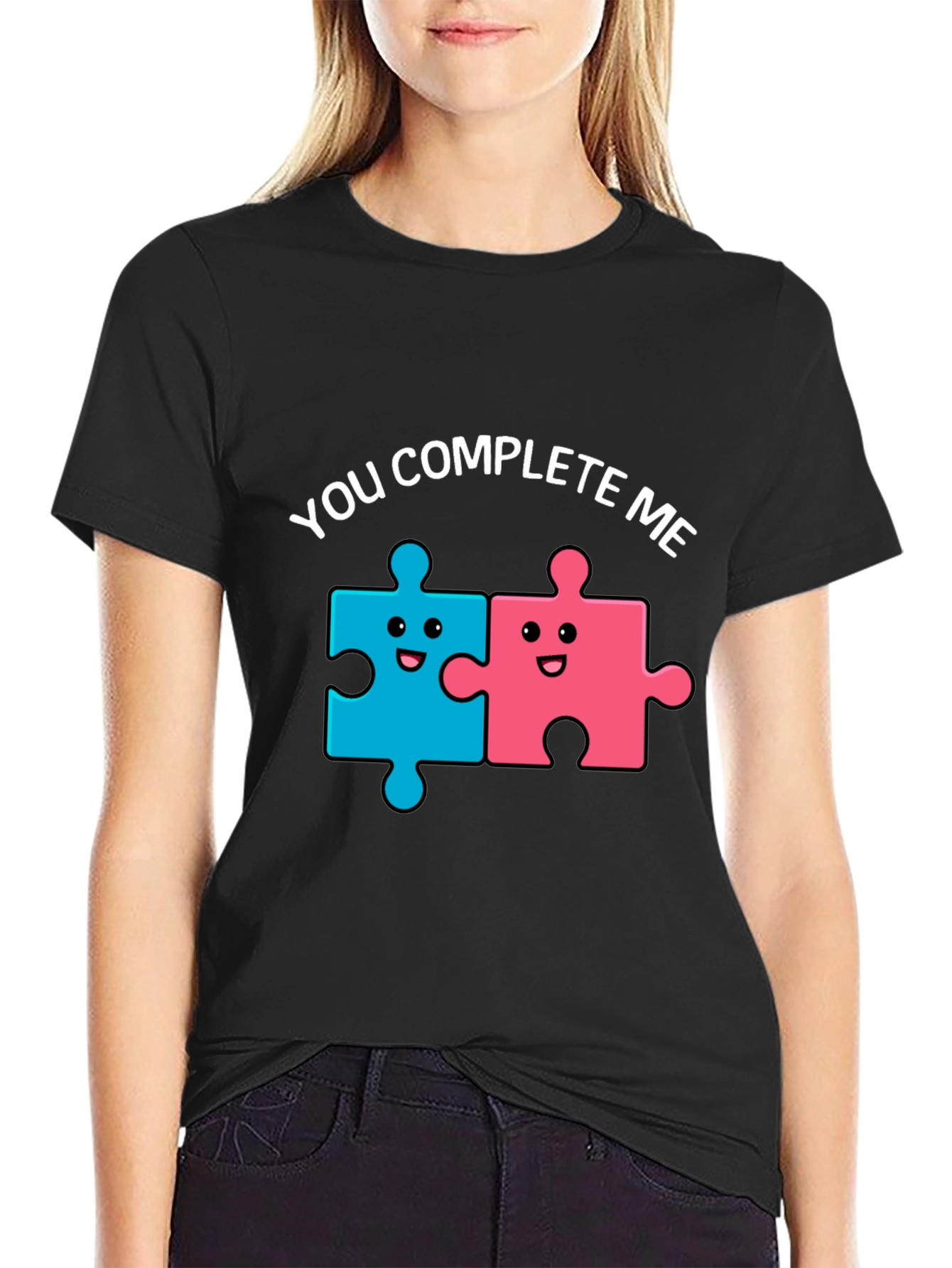 Camiseta Negra You Complete Me para Parejas