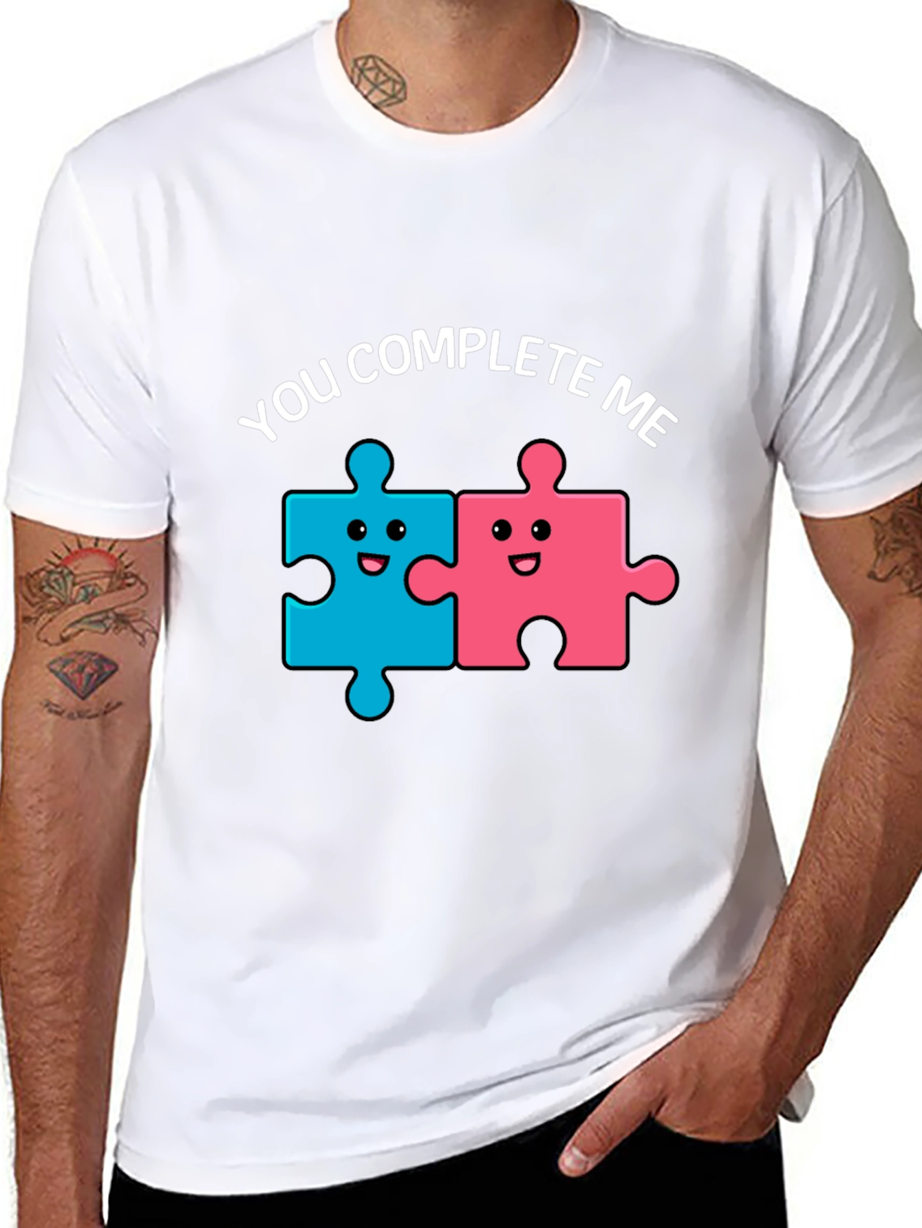 Camiseta Negra You Complete Me para Parejas