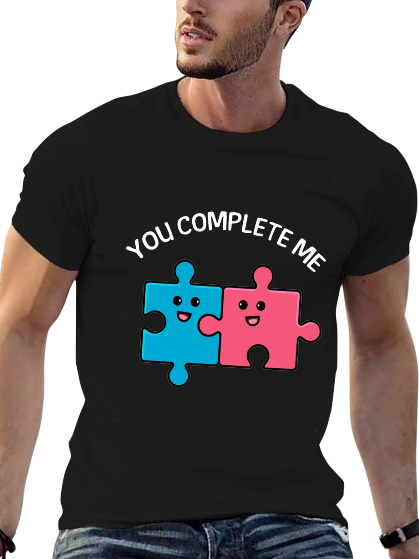 Camiseta Negra You Complete Me para Parejas