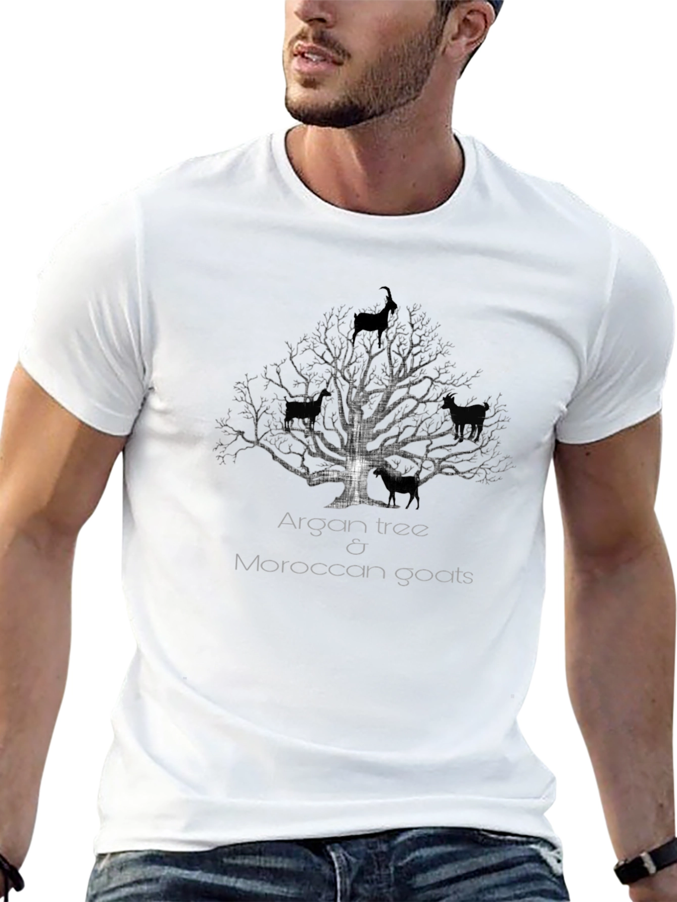 Camiseta Negra Árbol de Argán y Cabras Marroquíes