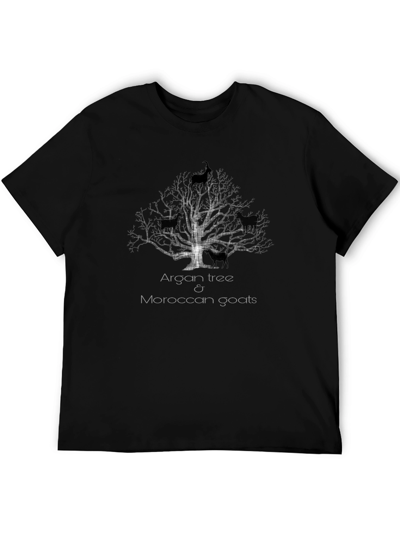 Camiseta Negra Árbol de Argán y Cabras Marroquíes