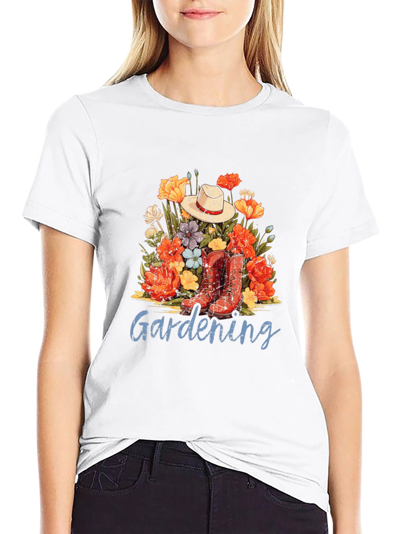 Camiseta Jardinería Flores y Botas