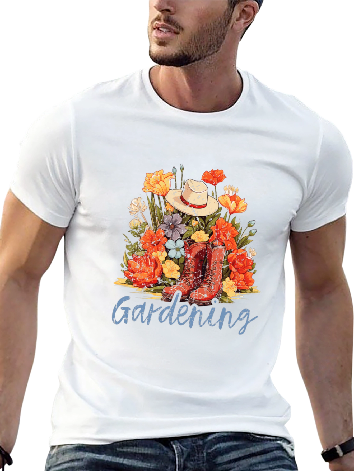 Camiseta Jardinería Flores y Botas