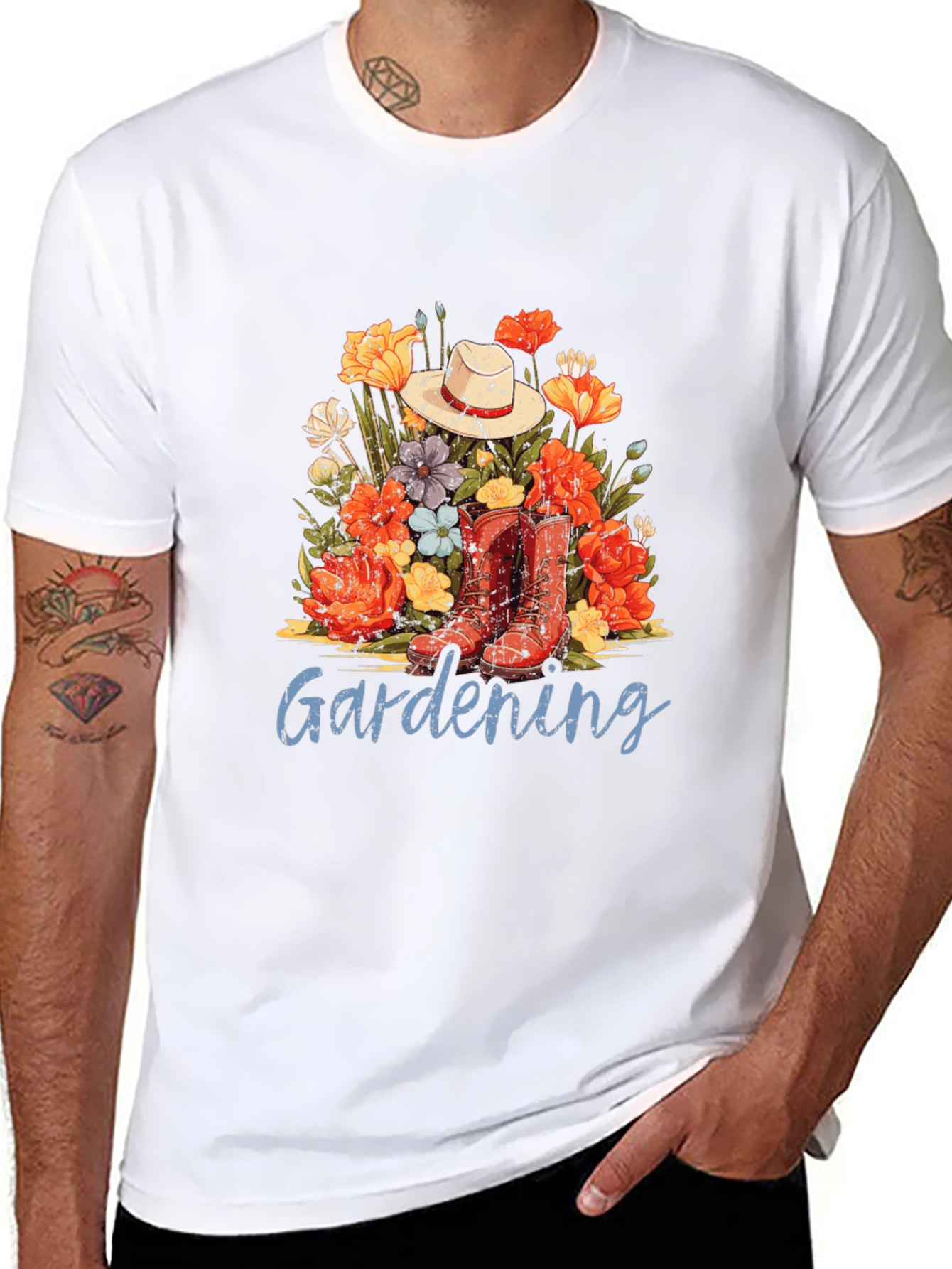 Camiseta Jardinería Flores y Botas