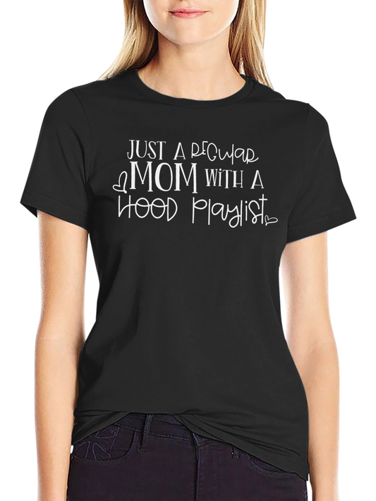 Camiseta Negra Mamá con Playlist Hood