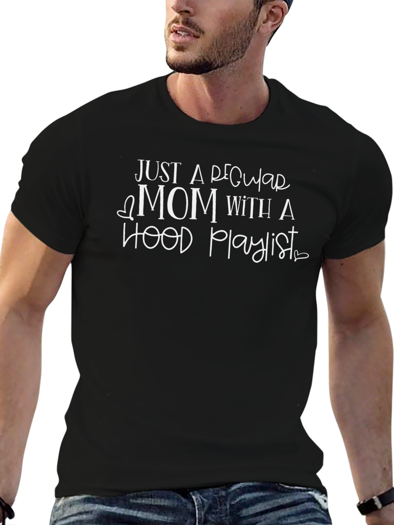 Camiseta Negra Mamá con Playlist Hood