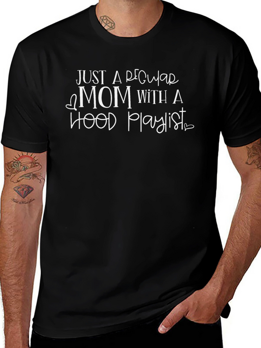 Camiseta Negra Mamá con Playlist Hood