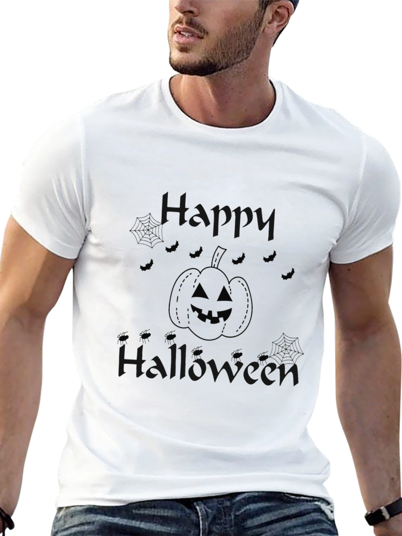 Camiseta Negra Halloween Diseño Calabaza