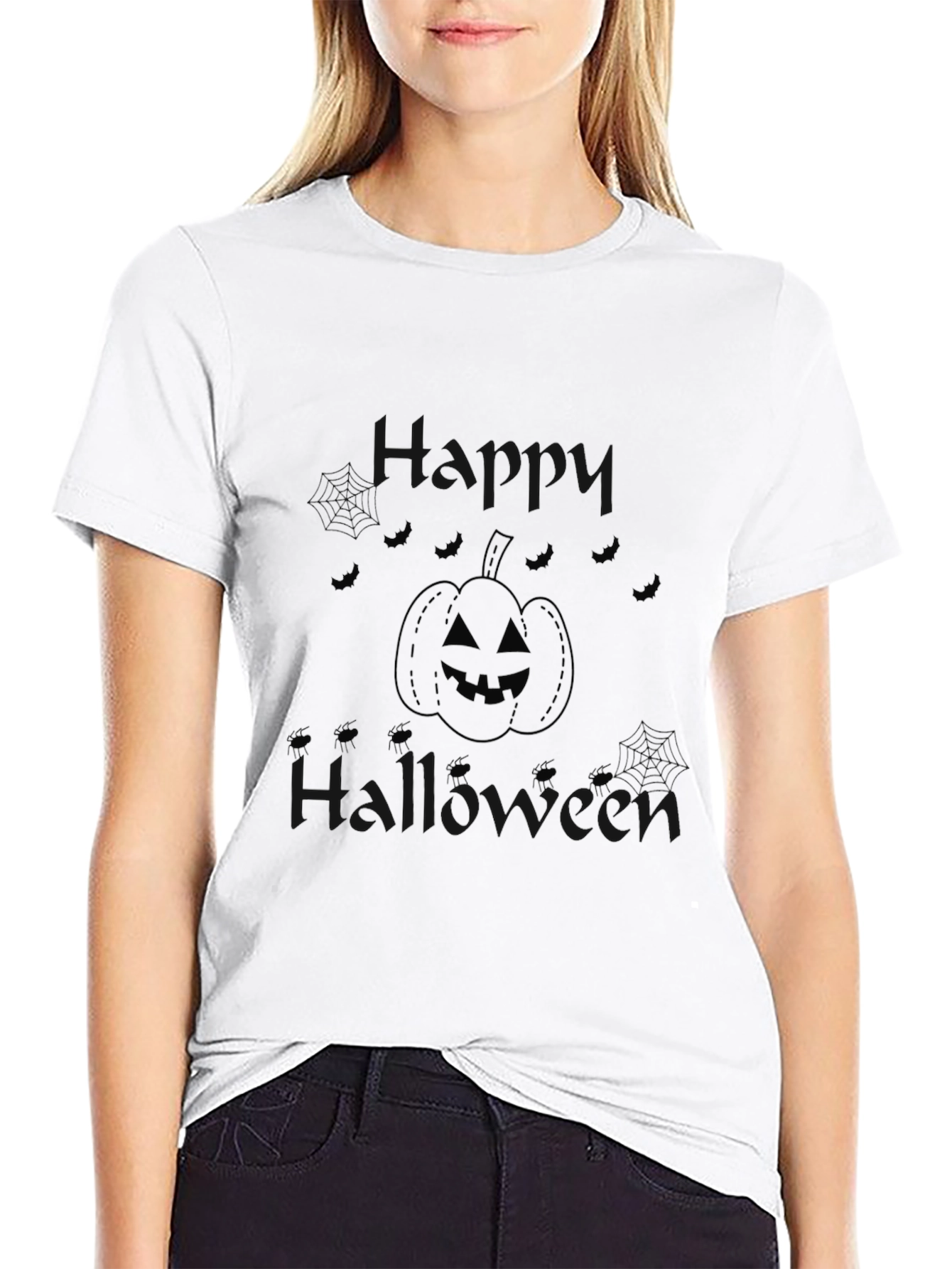 Camiseta Negra Halloween Diseño Calabaza