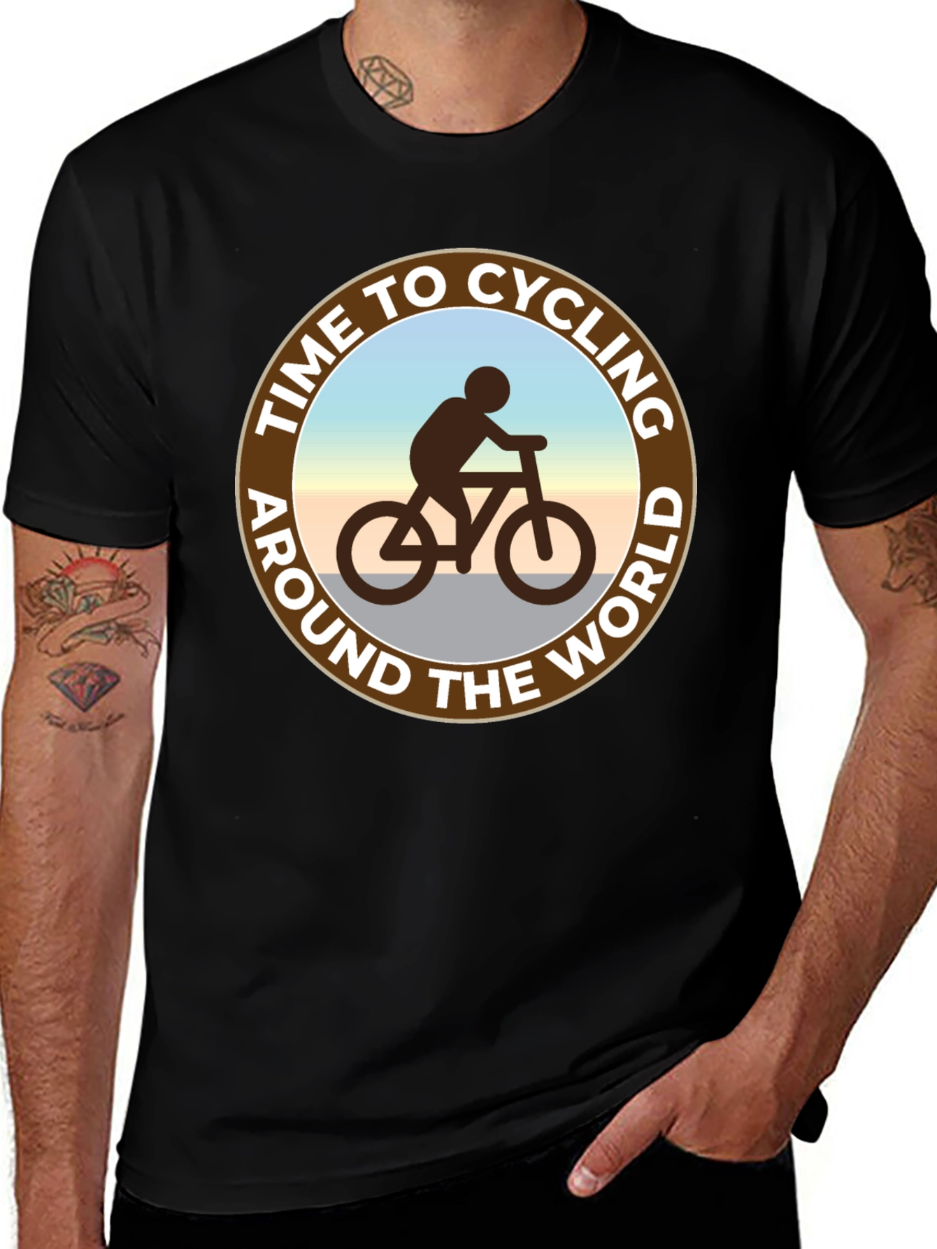 Camiseta Negra: Tiempo para Ciclar Alrededor del Mundo