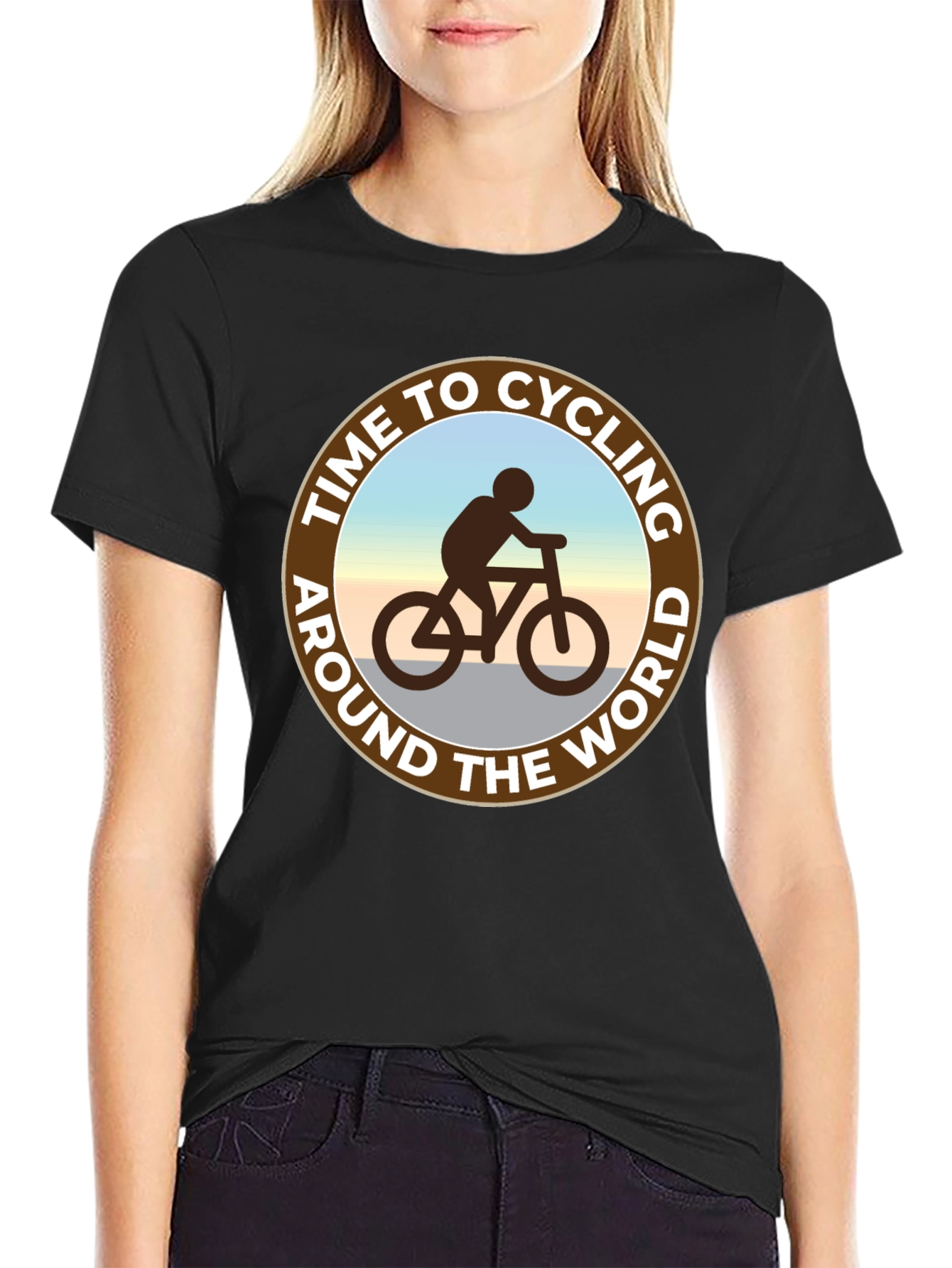 Camiseta Negra: Tiempo para Ciclar Alrededor del Mundo