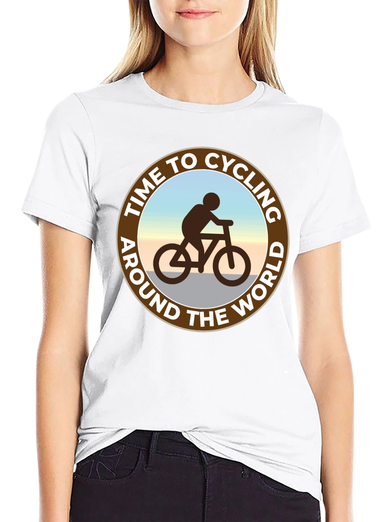 Camiseta Negra: Tiempo para Ciclar Alrededor del Mundo