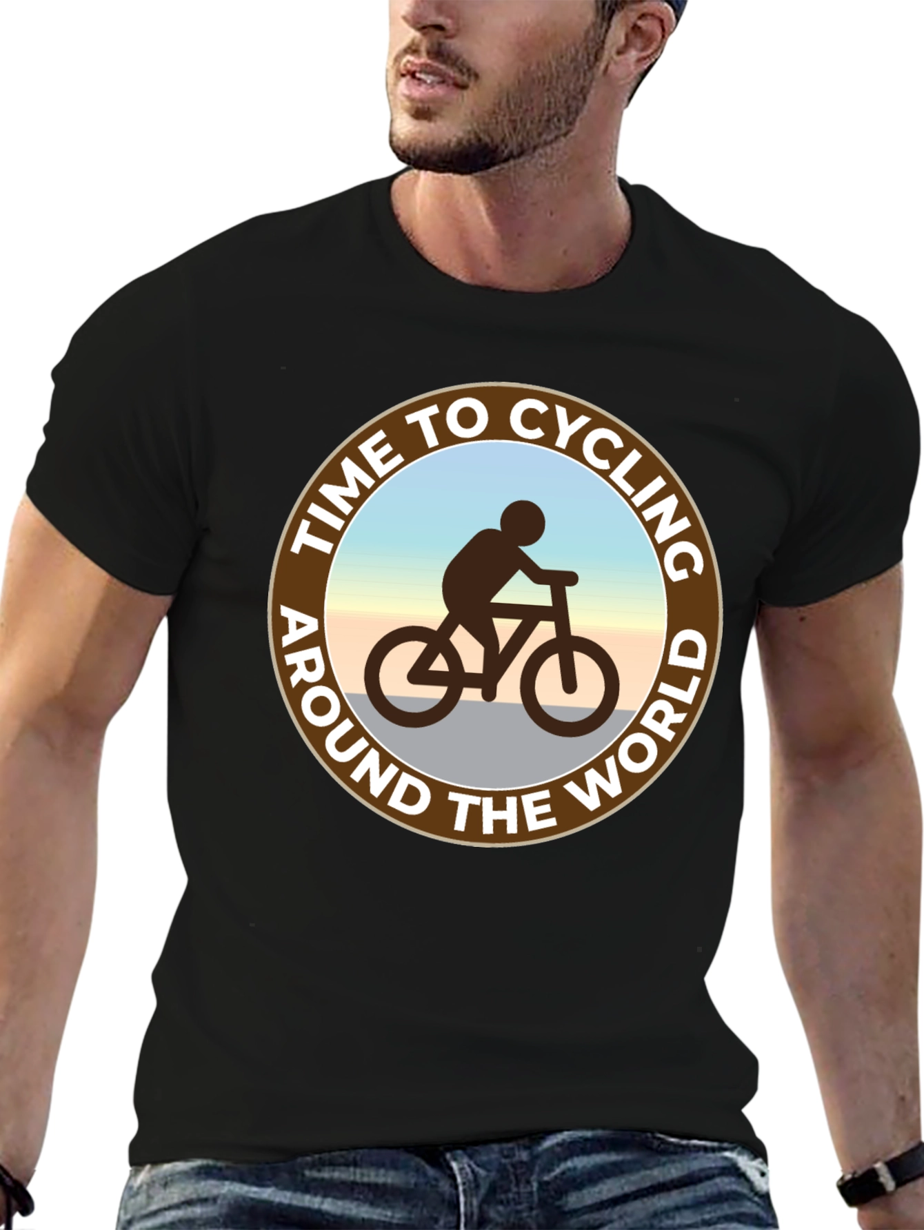 Camiseta Negra: Tiempo para Ciclar Alrededor del Mundo