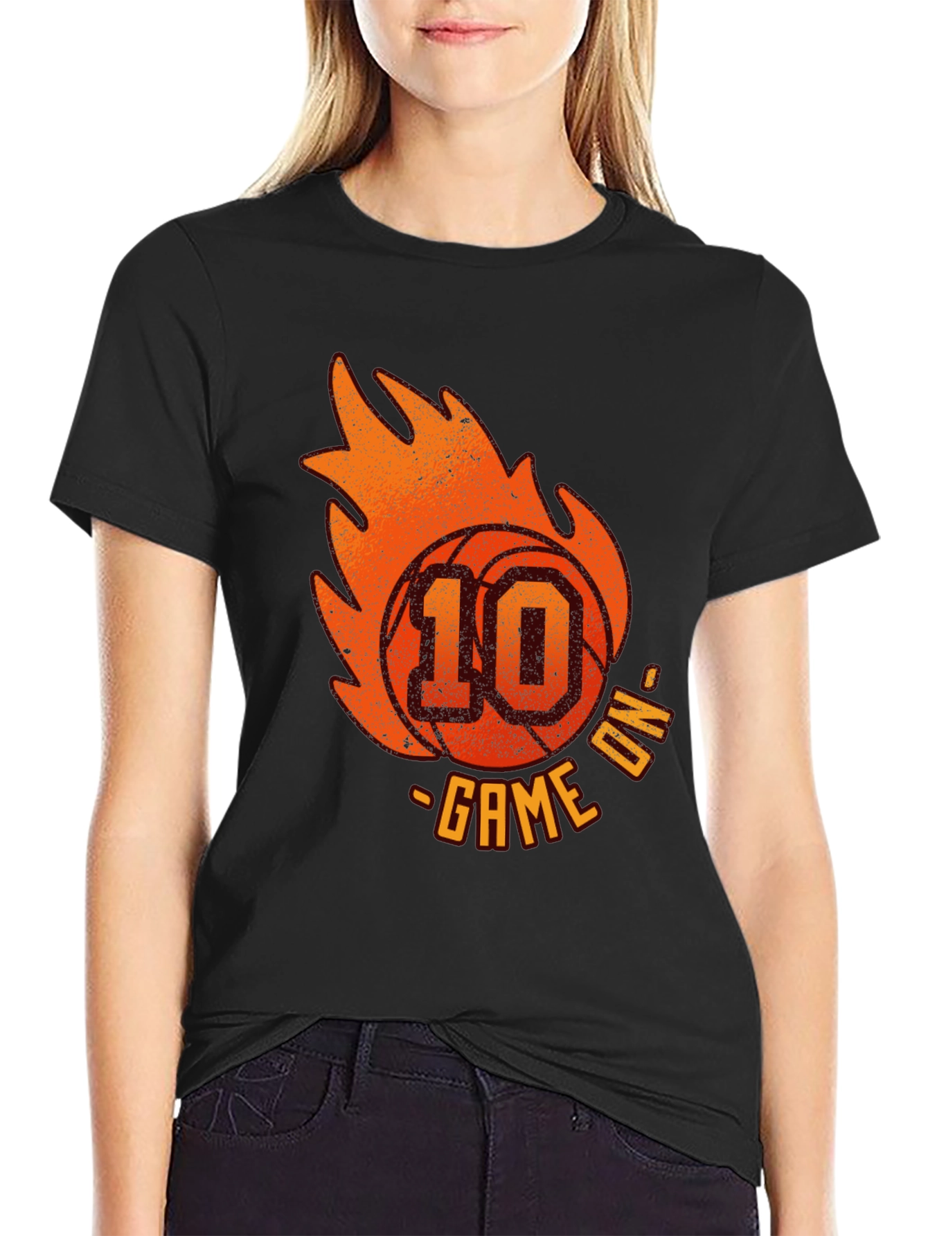 Camiseta Negra Baloncesto Game On Número 10
