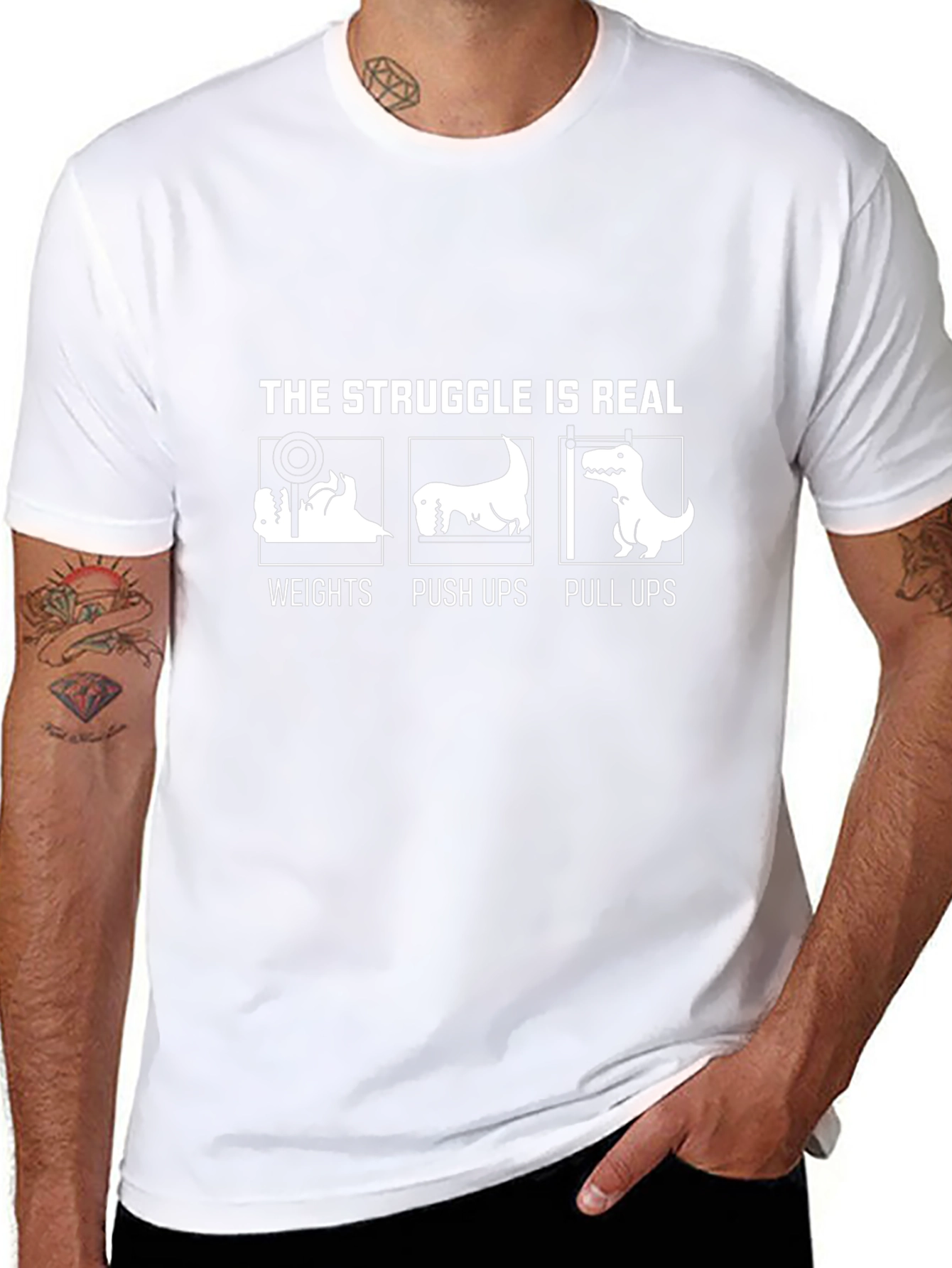 Camiseta Negra Divertida The Struggle is Real para Entrenar