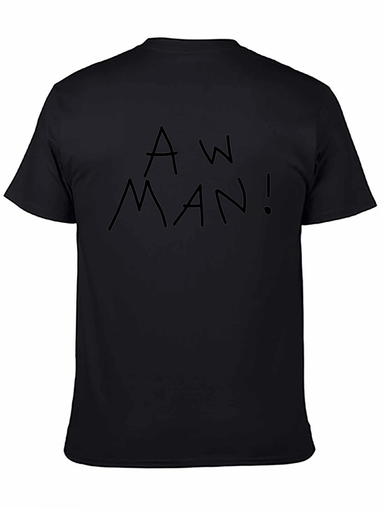 Camiseta Negra con Diseño Aw Man! Casual