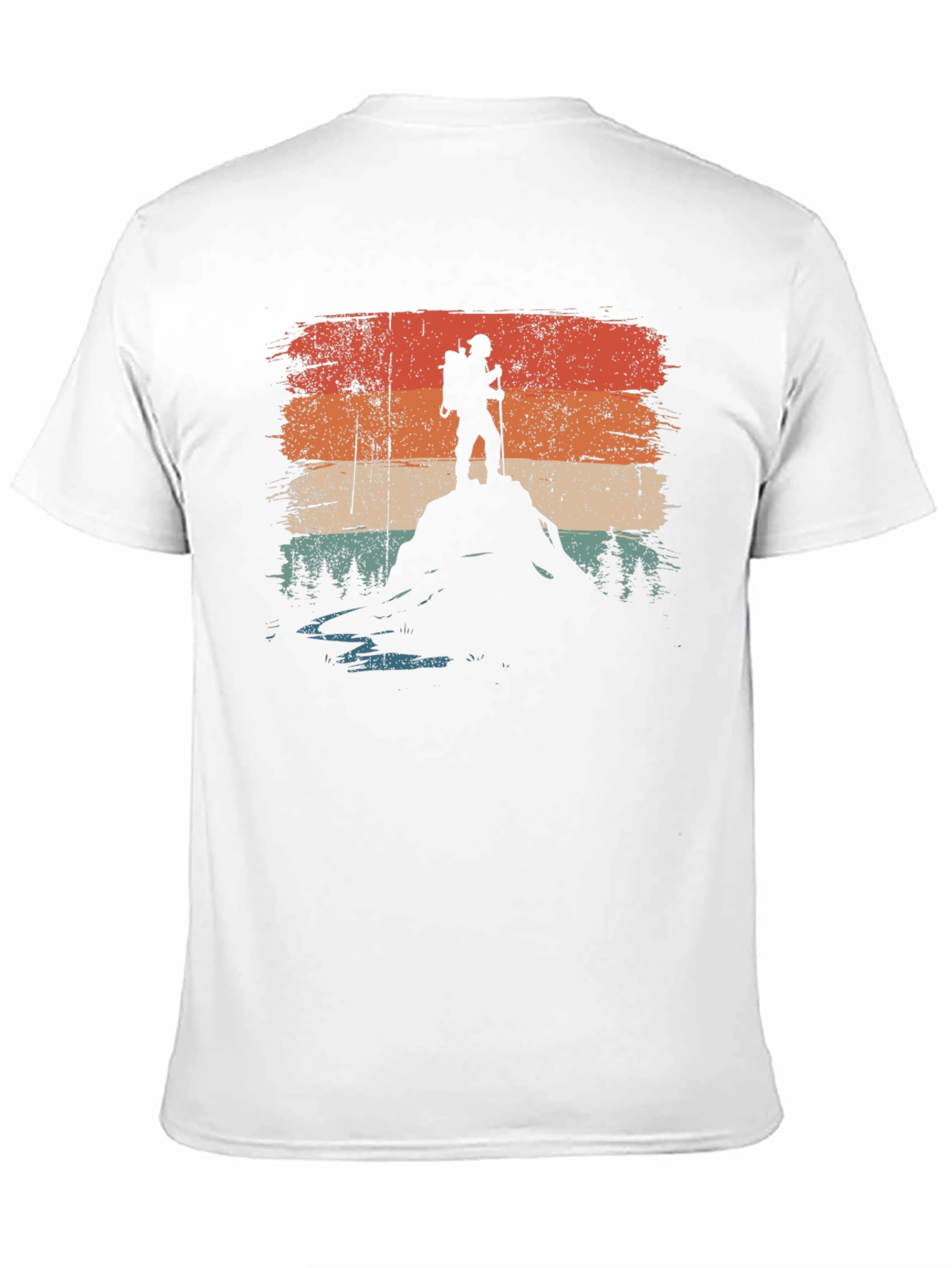 Camiseta Negra Gráfico Retro Montañista Aventura
