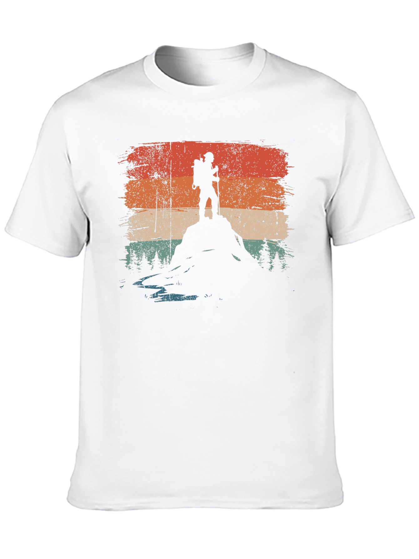 Camiseta Negra Gráfico Retro Montañista Aventura