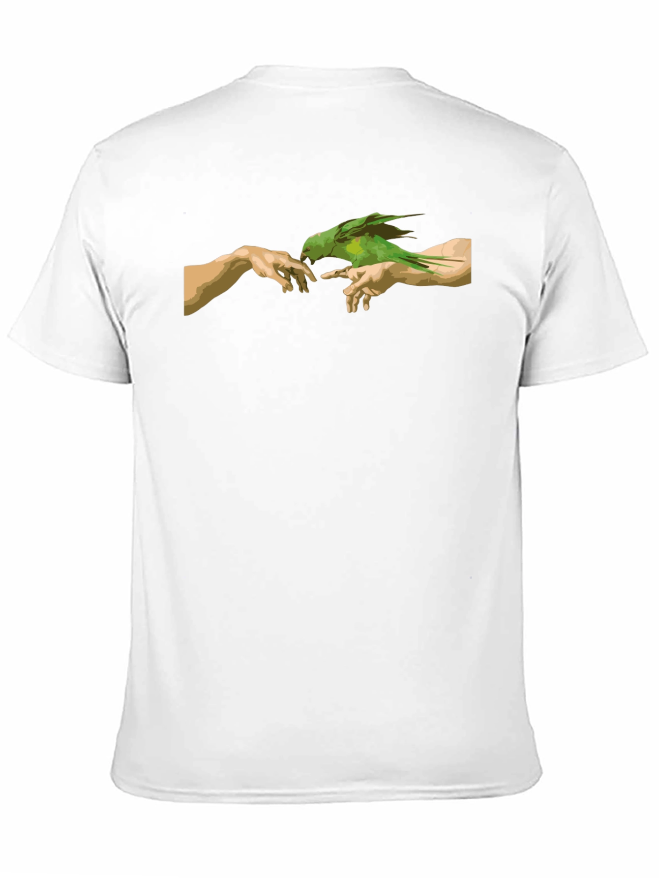 Camiseta Negra con Diseño de Creación y Loro