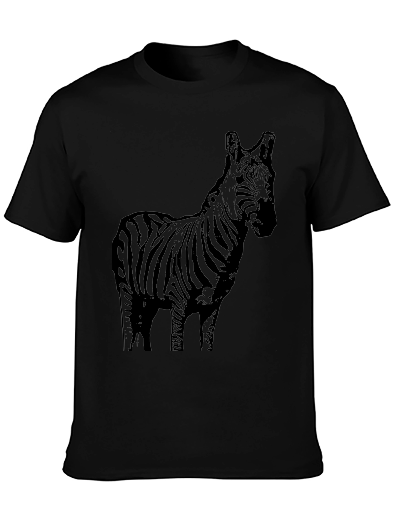 Camiseta Negra Estampado Cebra Casual Hombre
