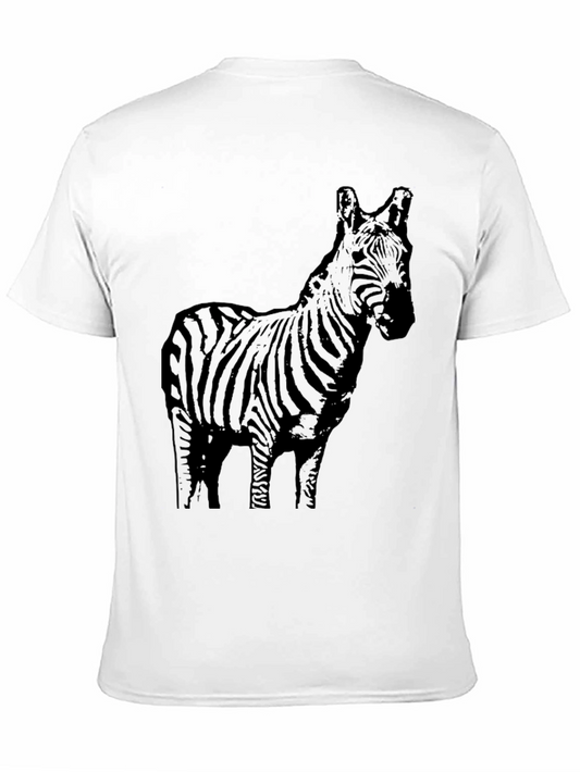 Camiseta Negra Estampado Cebra Casual Hombre