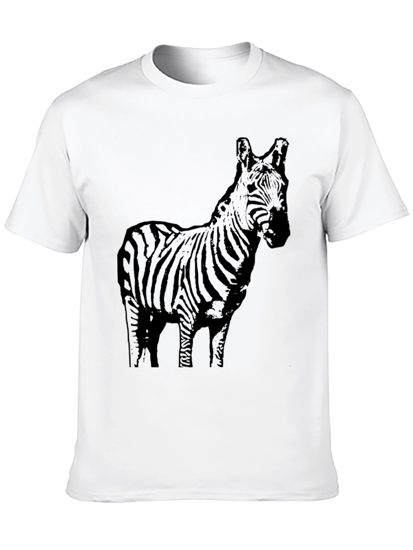 Camiseta Negra Estampado Cebra Casual Hombre