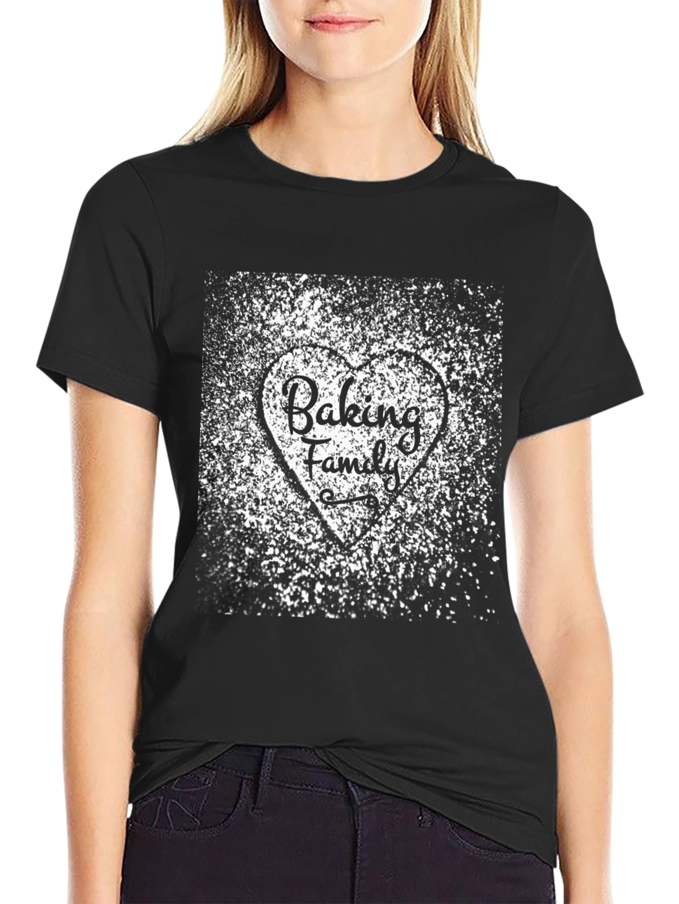 Camiseta Negra Baking Family Diseño Corazón