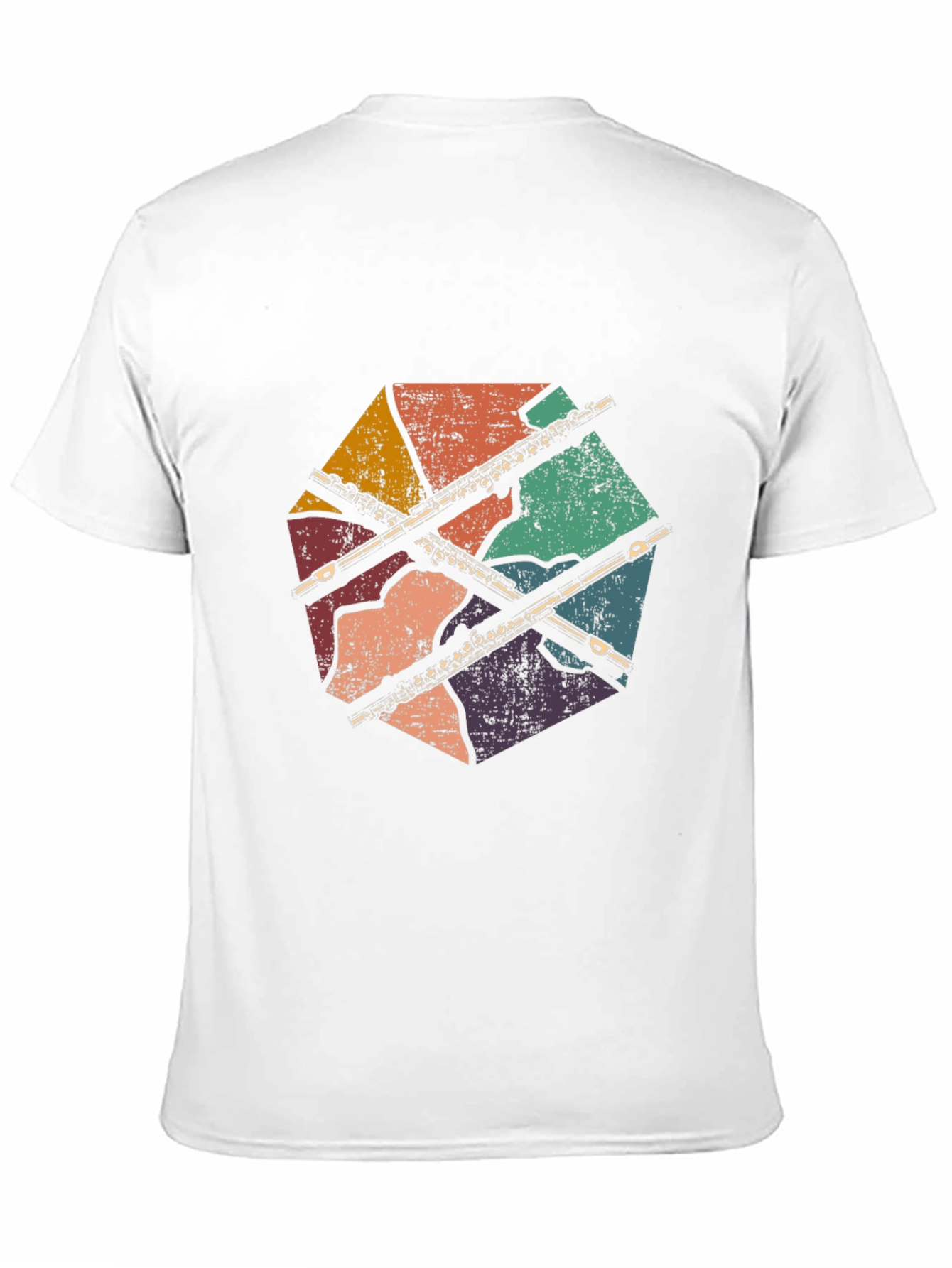 Camiseta Negra con Diseño de Flauta Retro