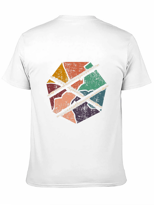 Camiseta Negra con Diseño de Flauta Retro