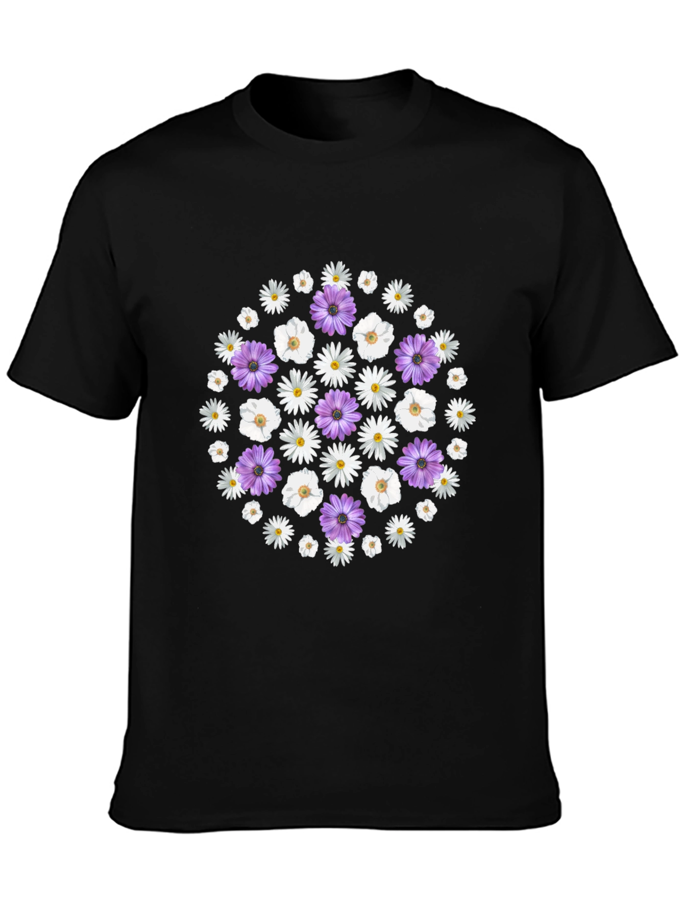 Camiseta Negra con Diseño Floral