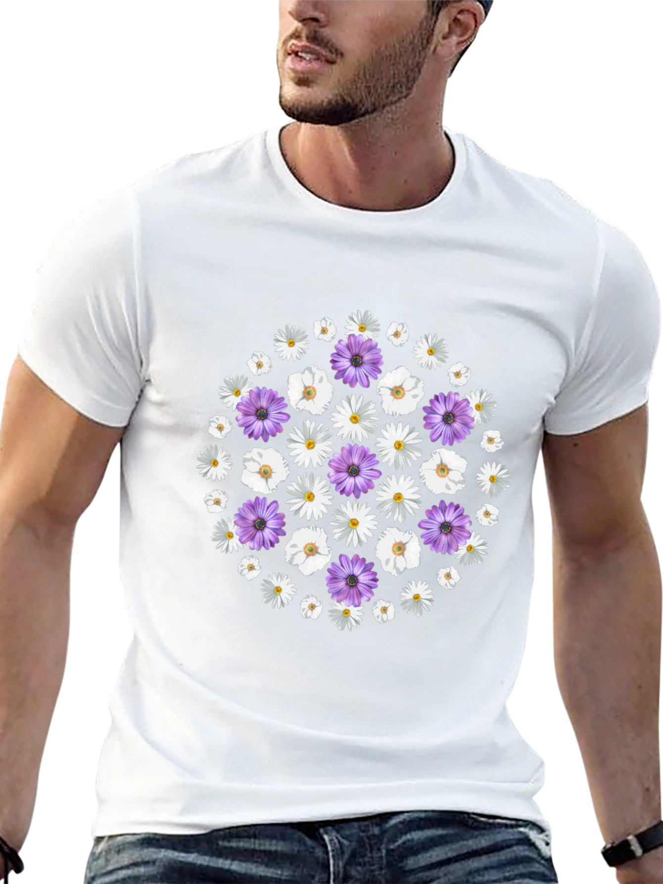 Camiseta Negra con Diseño Floral