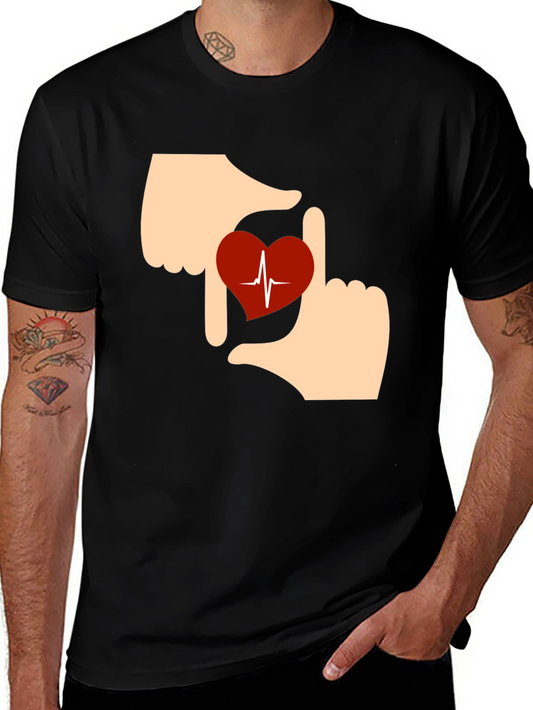 Camiseta Negra Corazón ECG: Amor y Salud