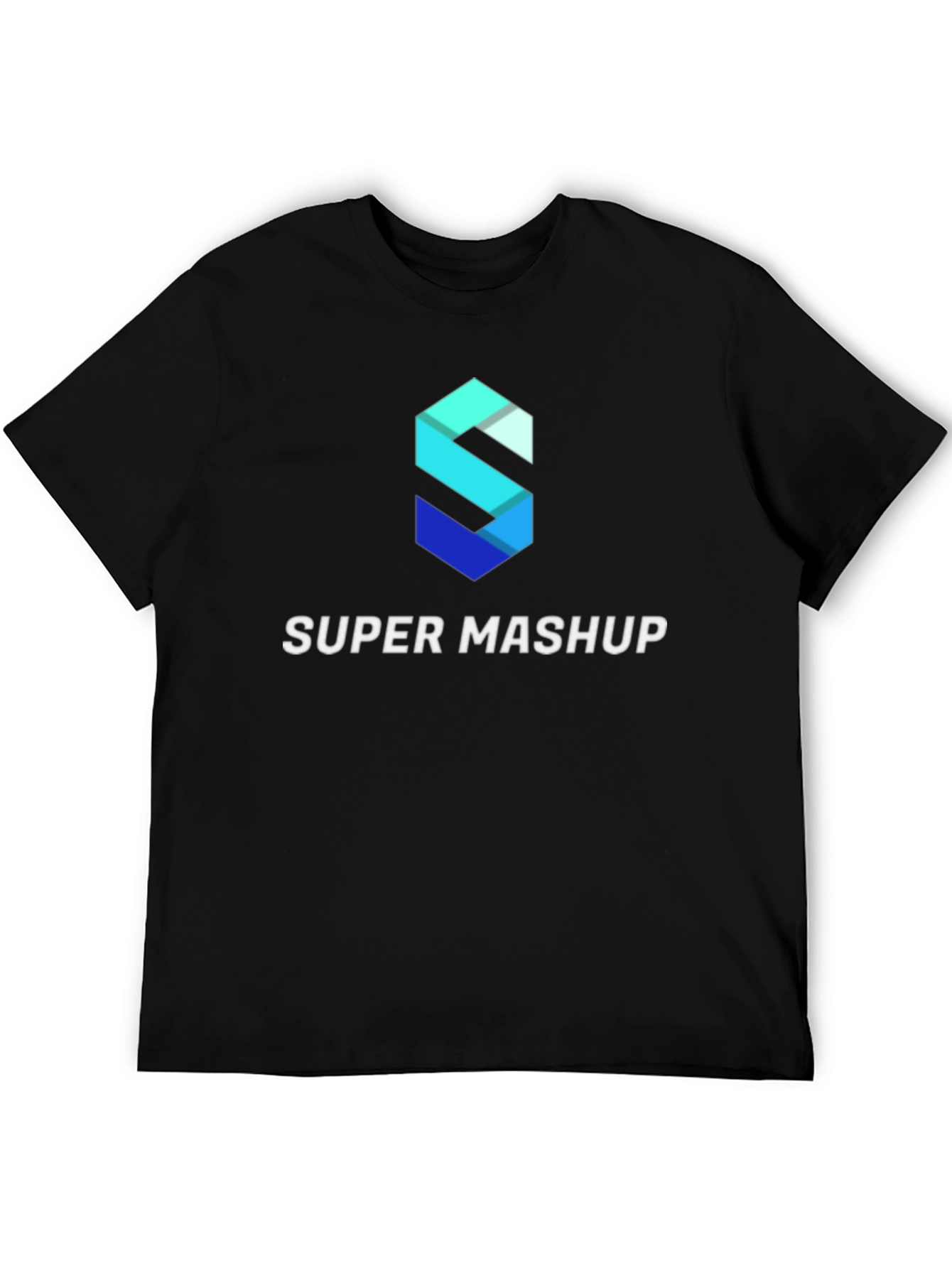 Camiseta Negra Super Mashup Algodón Diseño Moderno