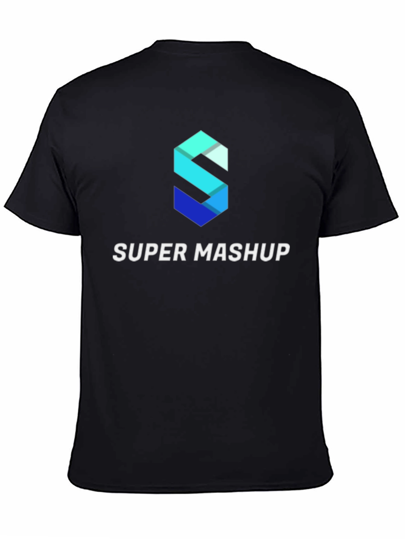Camiseta Negra Super Mashup Algodón Diseño Moderno