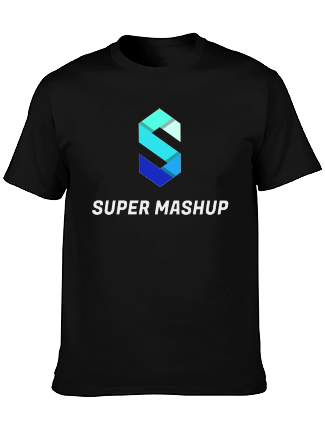 Camiseta Negra Super Mashup Algodón Diseño Moderno