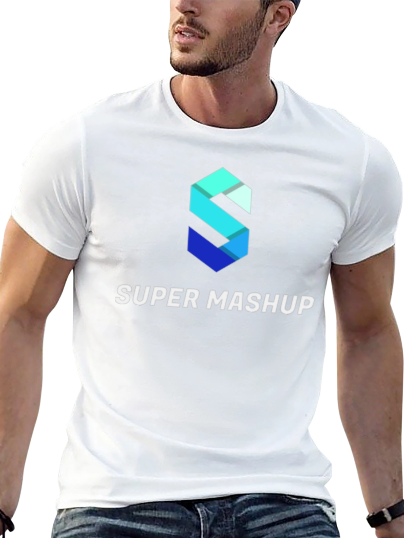 Camiseta Negra Super Mashup Algodón Diseño Moderno