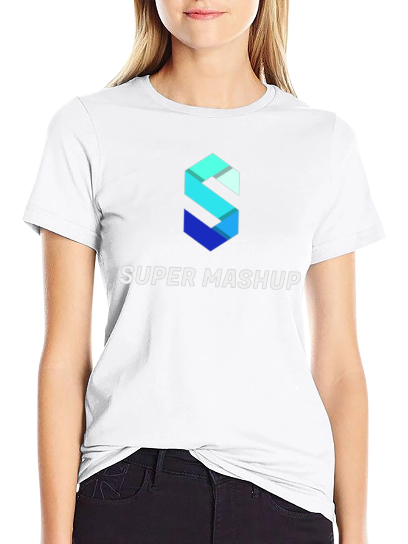 Camiseta Negra Super Mashup Algodón Diseño Moderno