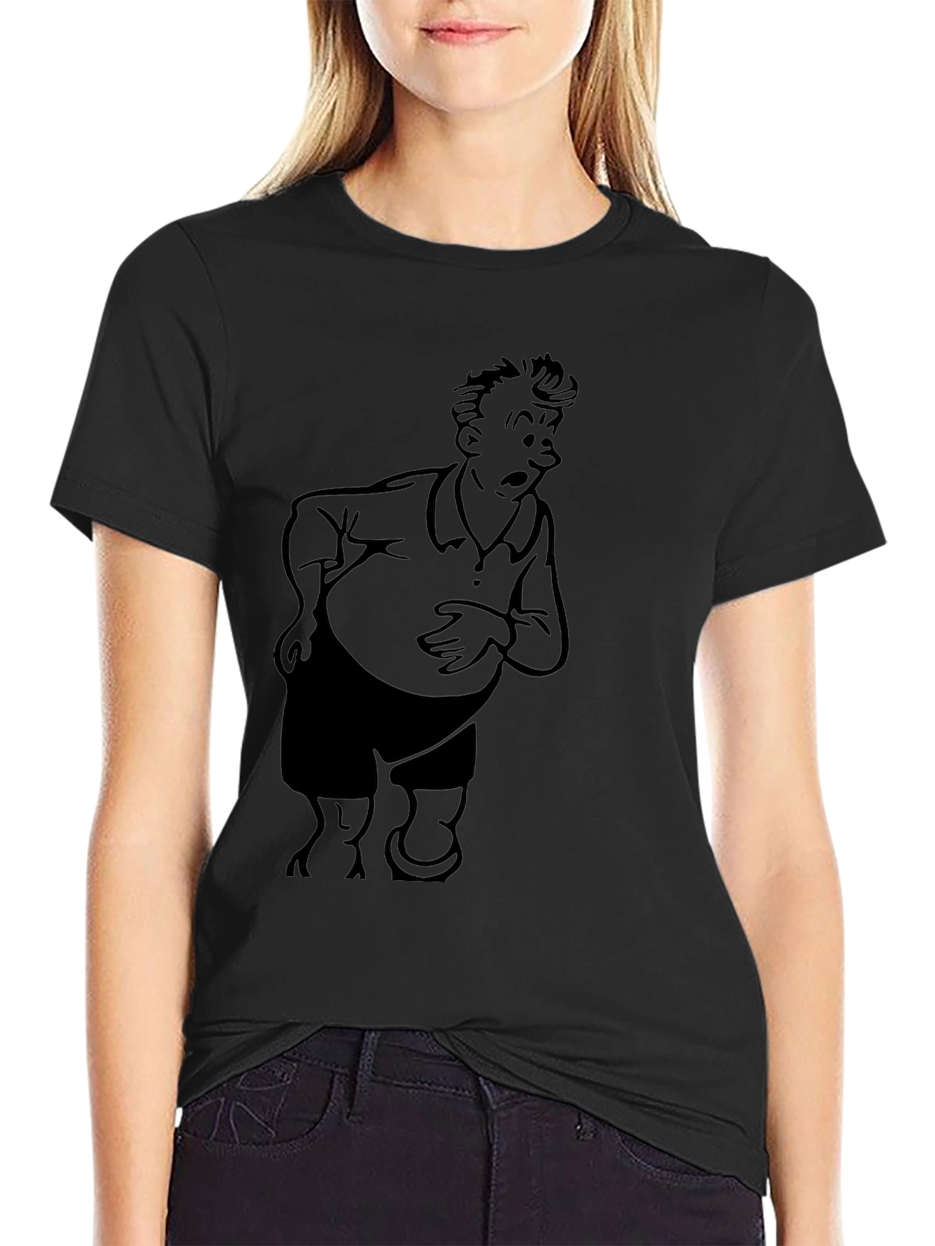 Camiseta Negra con Dibujo Animado