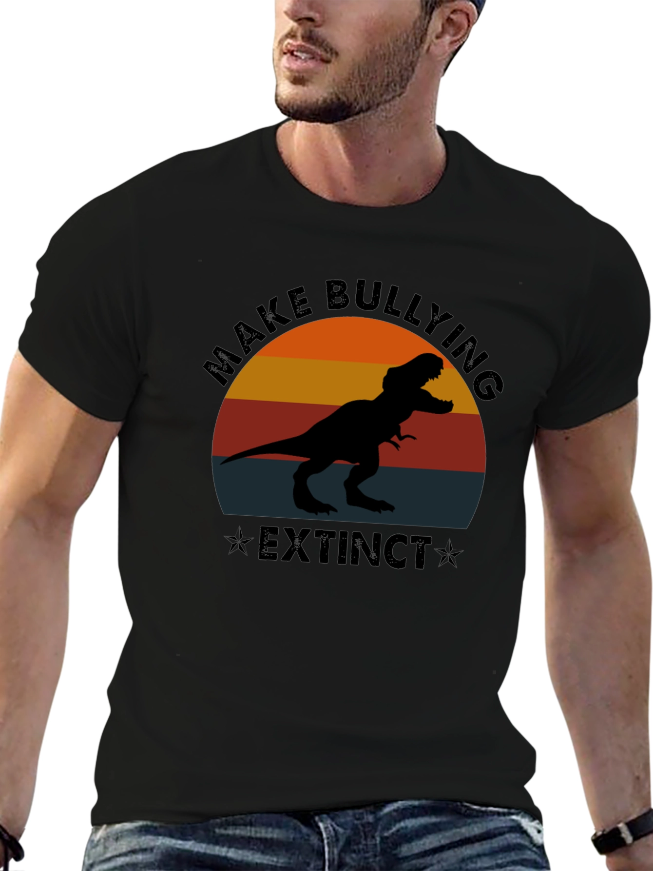 Camiseta Negra Make Bullying Extinct Dinosaurio