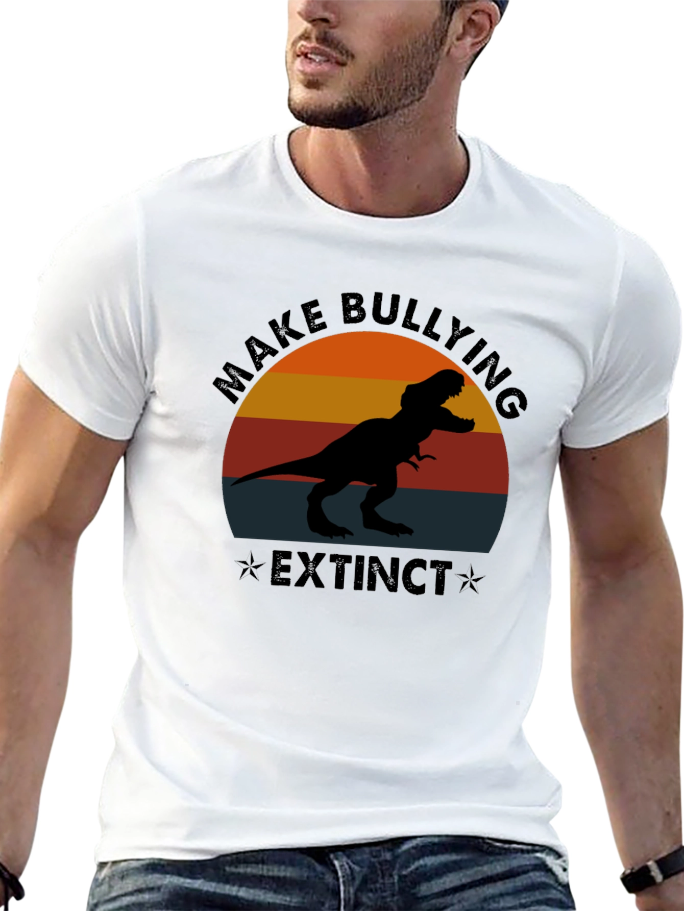 Camiseta Negra Make Bullying Extinct Dinosaurio